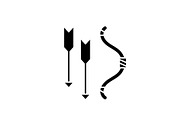 Bow and arrows black icon, vector