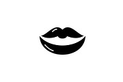 Lips black icon, vector sign on