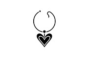 Love necklace black icon, vector