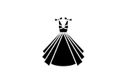 Wedding dress black icon, vector