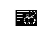 Wedding card black icon, vector sign