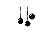 Christmas balls black icon, vector