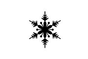 Cute snowflake black icon, vector