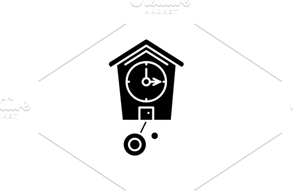 Cuckoo-clock black icon, vector sign