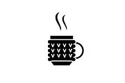 Thermo mug black icon, vector sign