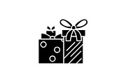 Gift boxes black icon, vector sign