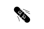 Winter skateboard black icon, vector