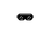 Ski goggles black icon, vector sign
