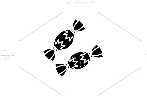 Candies black icon, vector sign on