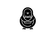 Penguin black icon, vector sign on