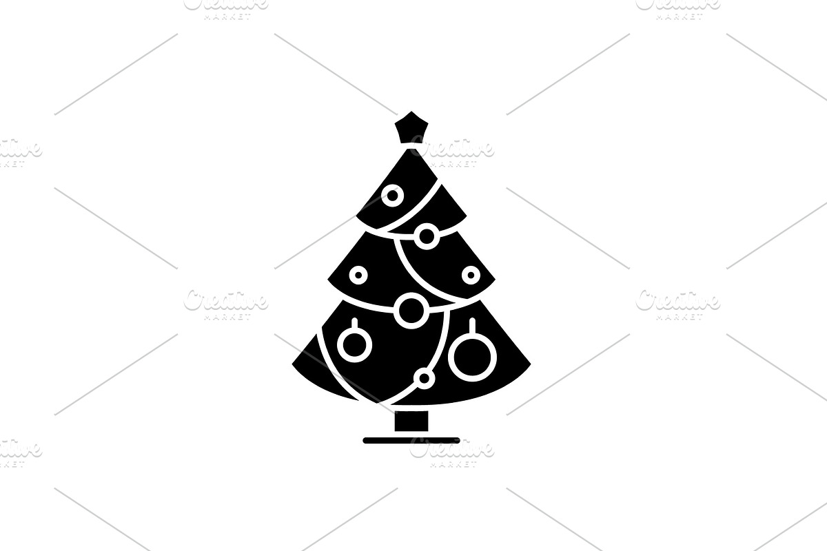 Christmas decoration tree black icon in Objects - product preview 8