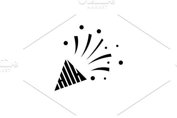 Party flapper black icon, vector