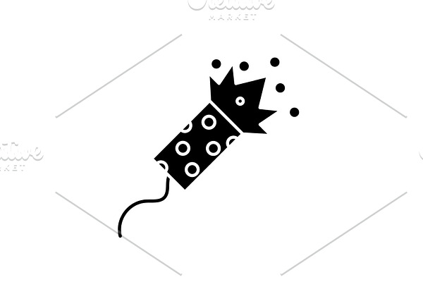 Flapper new year black icon, vector