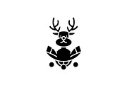 Christmas deer decoration black icon
