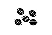 Sweet nuts black icon, vector sign