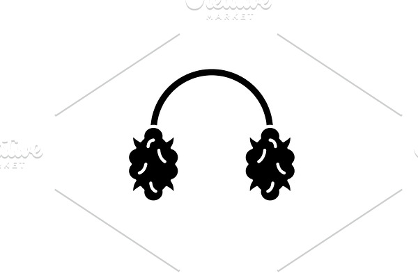 Knitted headphones black icon