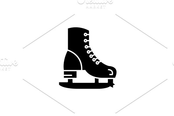 Skates black icon, vector sign on