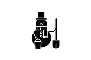 Snowman black icon, vector sign on