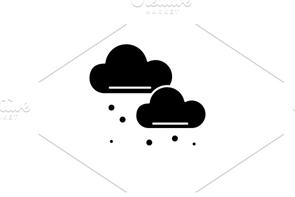 Snow clouds black icon, vector sign