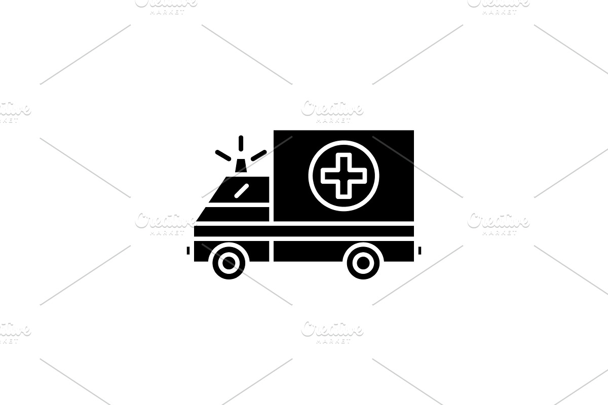 Ambulance black icon, vector sign on in Objects - product preview 8
