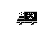 Ambulance black icon, vector sign on
