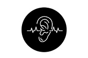 Hearing test black icon, vector sign