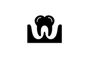 Tooth black icon, vector sign on
