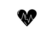 Cardiology black icon, vector sign