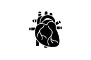 Human heart black icon, vector sign