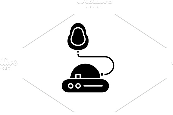 Inhalation black icon, vector sign