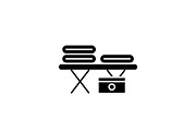 Massage table black icon, vector