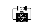 Heart stimulation black icon, vector