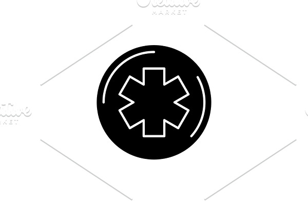 Medicine symbol black icon, vector