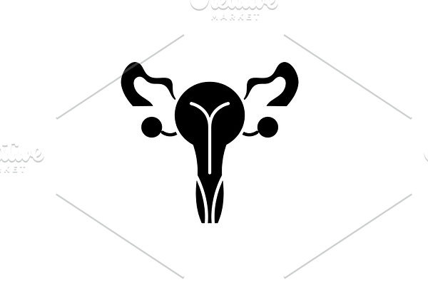 Female genitals black icon, vector