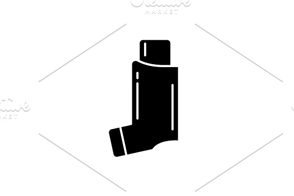 Bronchial asthma black icon, vector