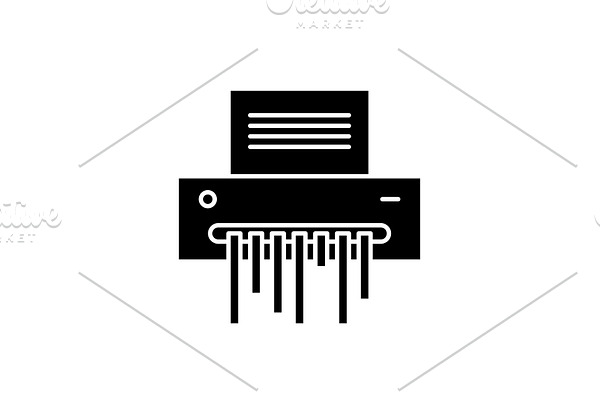 Paper shredder black icon, vector