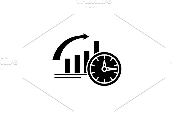 To be on time black icon, vector