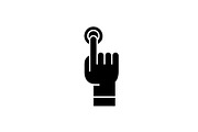 Finger tapping black icon, vector