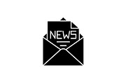 News in an envelope black icon