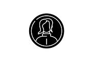 Female profile black icon, vector