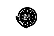 24 hour communication black icon