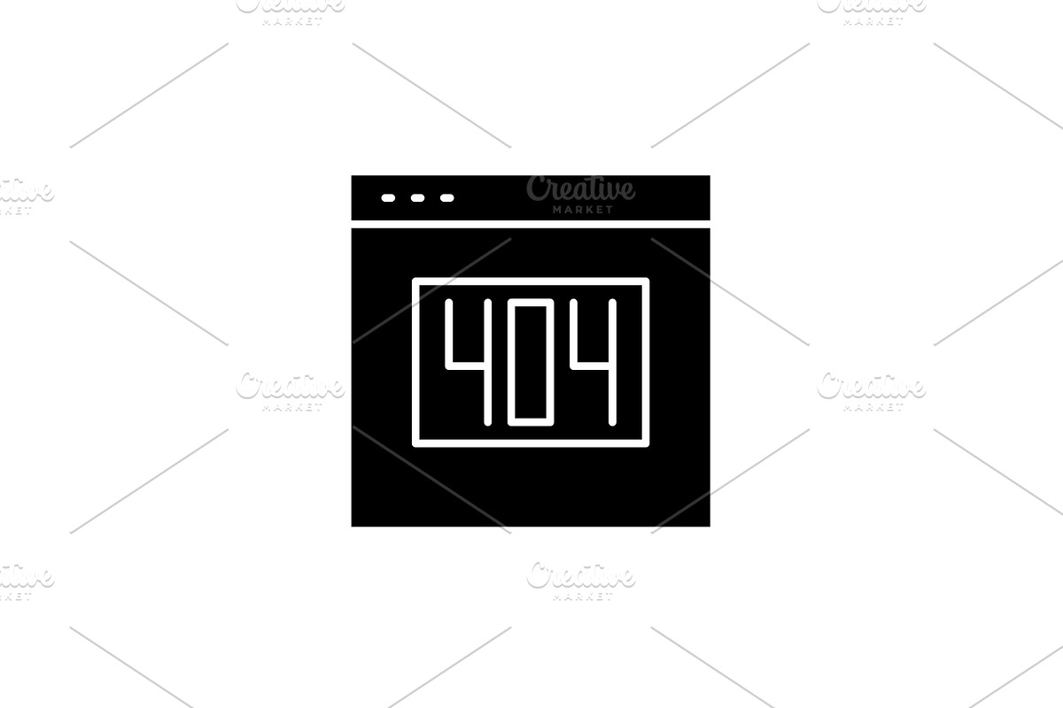 404 error black icon, vector sign on in Illustrations - product preview 8