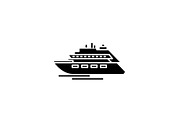 Luxury yacht black icon, vector sign