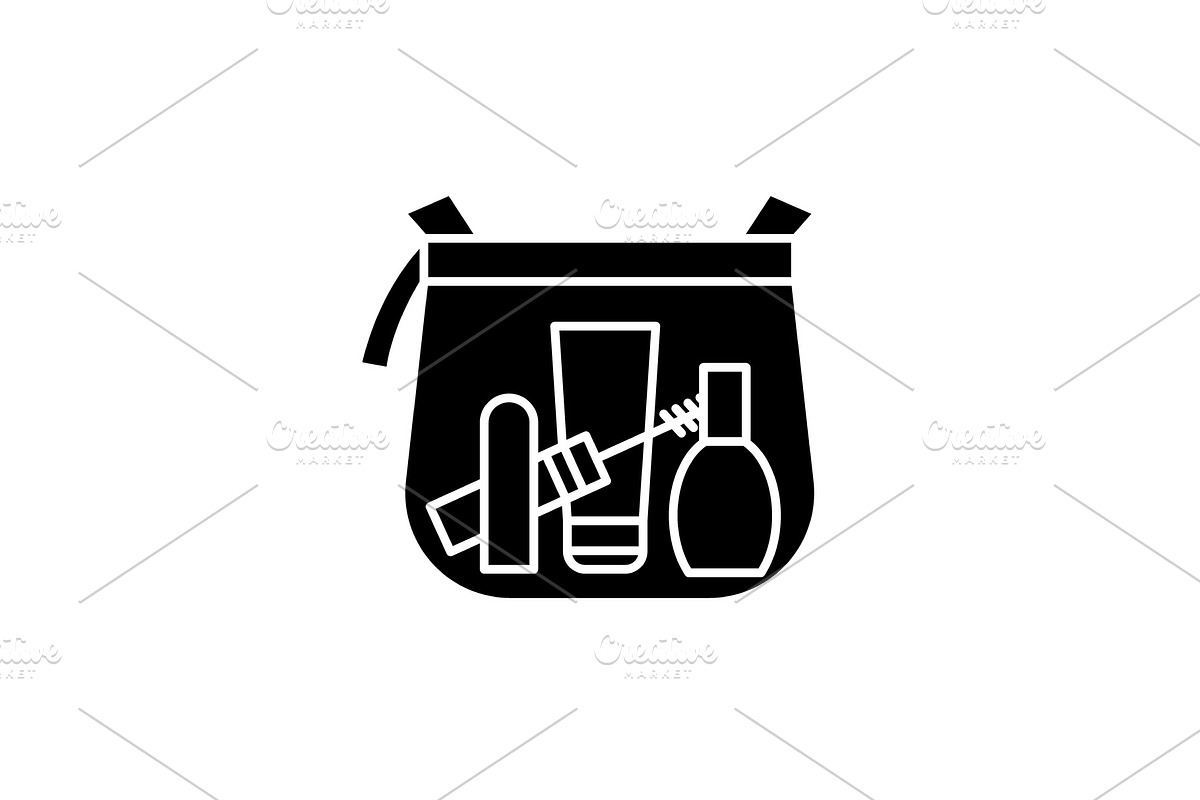 Makeup bag black icon, vector sign in Illustrations - product preview 8