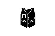 Work vest black icon, vector sign on