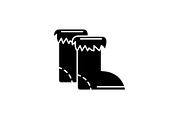 Winter boots black icon, vector sign
