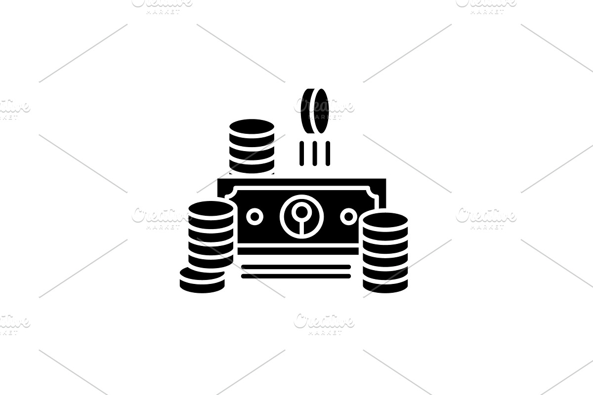 Cash black icon, vector sign on in Illustrations - product preview 8