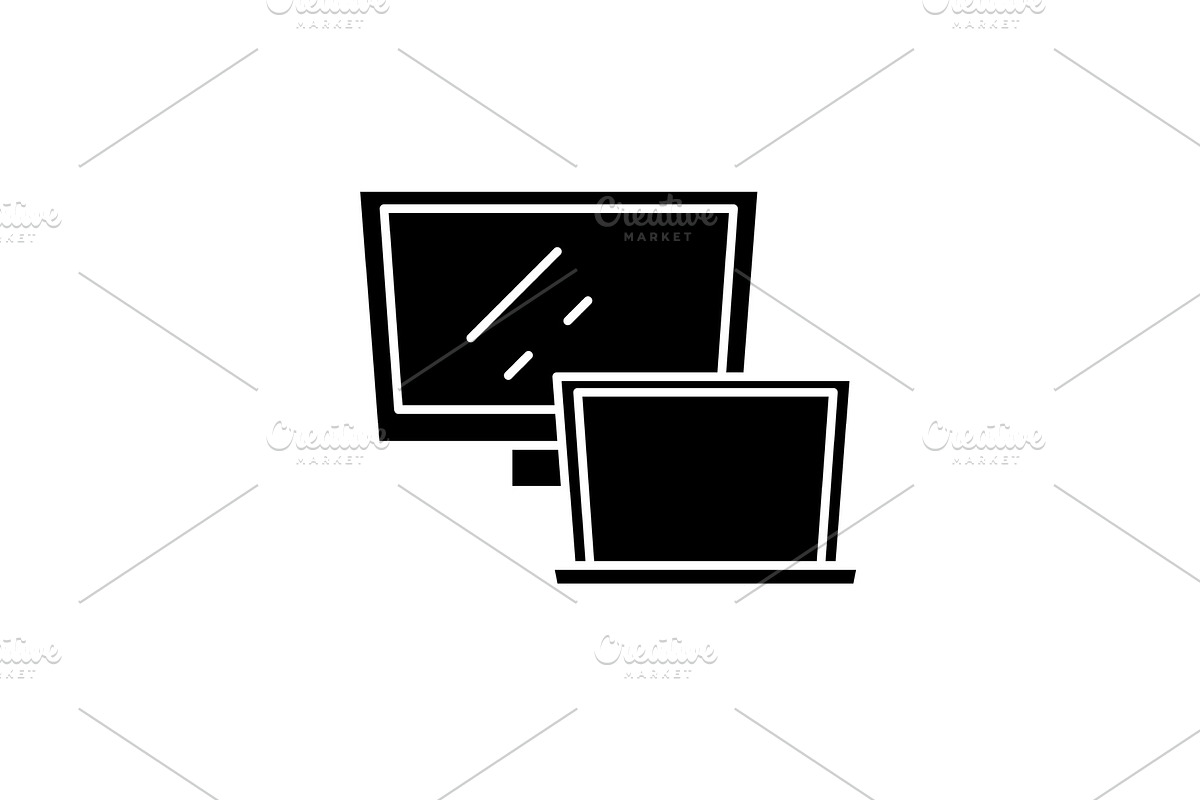 Computer monitor black icon, vector in Illustrations - product preview 8