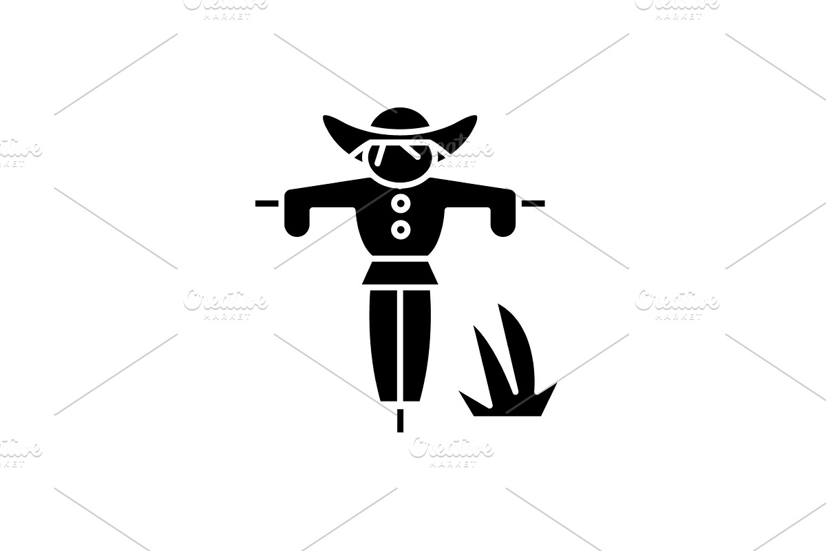 Scarecrow black icon, vector sign on in Illustrations - product preview 8