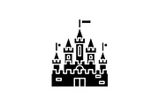 Princess castle black icon, vector